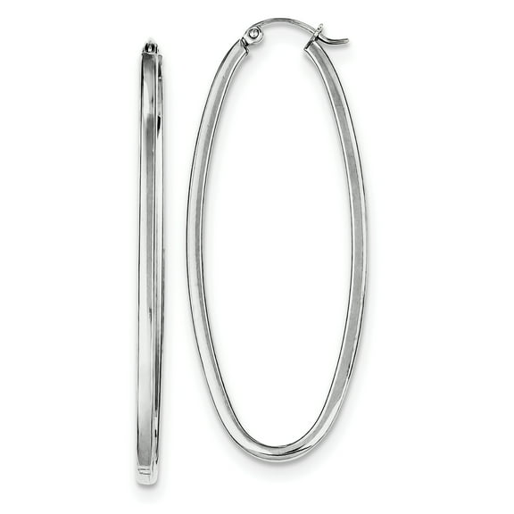 Primal Silver Sterling Silver Rhodium-plated 2mm Oval Hoop Earrings