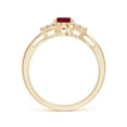 thumbnail image 2 of ANGARA Natural Oval 1 ct Ruby Bypass Ring with Trio Diamond Accents in 14K Yellow Gold for Women (Size-7x5mm) | July Birthstone, Birthday, Anniversary, Jewelry Gift for Women | Natural Ruby Ring, 2 of 8