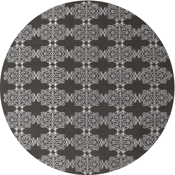 Ahgly Company Machine Washable Indoor Round Contemporary Gunmetal Gray Area Rugs, 4' Round