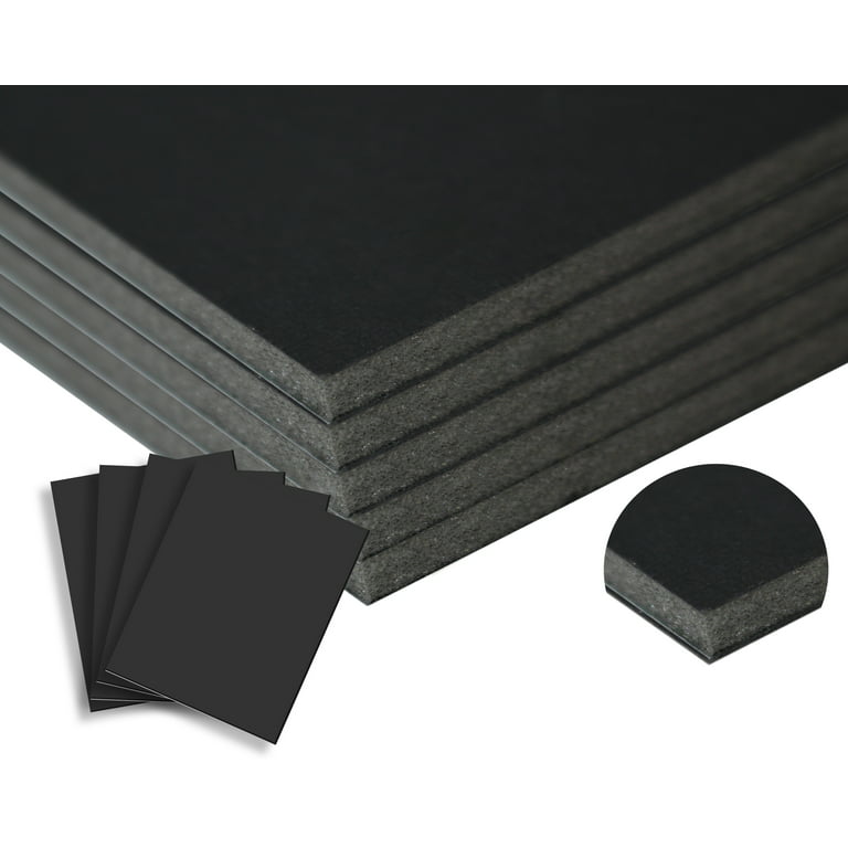 Foam Core Backing Board 3/16 Black 11x14- 5 Pack. Many Sizes Available.  Acid Free Buffered Craft Poster Board for Signs, Presentations, School