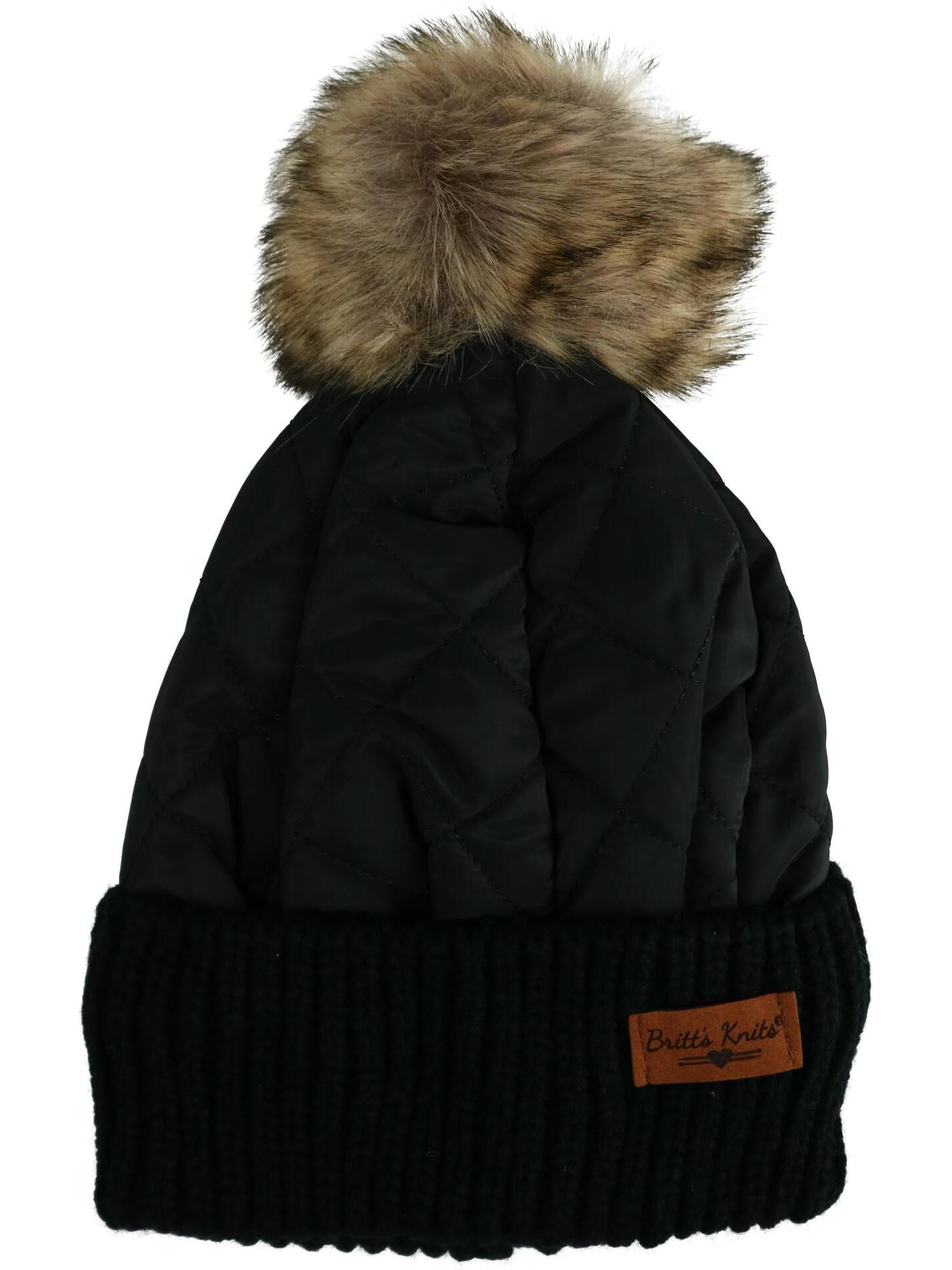 Britt's Knits Quilted Puff Hat with Pom 