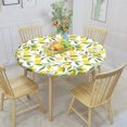 thumbnail image 2 of Nature Round Fitted Tablecloth,Exotic Lemon Tree Branches Kitchen Garden Design Elastic Edged Kitchen Dining Polyester Table Cover, Fits Round Table 24" Diameter, for Wedding Party Dining Banquet, 2 of 6