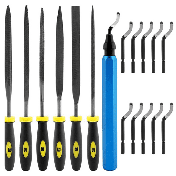 Deburring Tool Kit, DIY with 6pcs Needle Files Woodworking 10 Blades Professional Deburring Tool Kit for Resin Aluminum