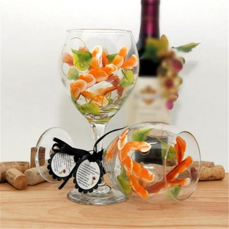 Floral Painted Glass - Judi Painted it WA-VO Floral Wrap Around Painted Wine Glass, Vivid Orange