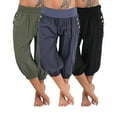 thumbnail image 3 of Mujer Pantalones de yoga Bolsillos laterales Bloomers bombachos Pantalones capri Prendas de abajo Secado rápido Dispersor de humedad Ligero Hippie Boho Azul claro Polvo de mandarina Whit, 3 of 5