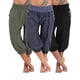 thumbnail image 3 of Mujer Pantalones de yoga Bolsillos laterales Bloomers bombachos Pantalones capri Prendas de abajo Secado rápido Dispersor de humedad Ligero Hippie Boho Azul claro Polvo de mandarina Whit, 3 of 5
