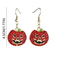 thumbnail image 4 of Pendientes exquisitos de calabaza de Halloween con diamantes de colores y metal brillante, 4 of 6