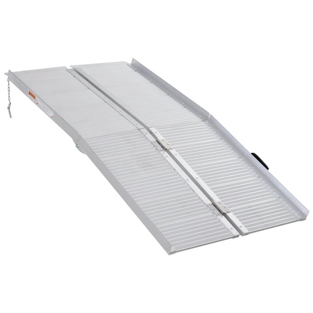 Portable Textured Aluminum Folding Wheelchair Threshold Ramp