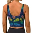 thumbnail image 3 of Lsque Retro Bright Pineapple Printed Women'S Sports Bra, Compression, Moisture Wicking, High-Impact Sports Bra For Women,Supportive sports bra-X-Large, 3 of 9