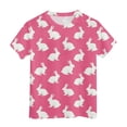 thumbnail image 6 of Hessimy Girls Lace Short Sleeve T Shirts Kids Summer Crewneck Tunic Tops Curved Hem(Hot Pink,10-11 Years), 6 of 6