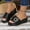 Black, variant on Women's Bohemian Wedge Heel Platform Slides, Stylish Comfort Open Toe Thick Sole Casual Sandals for Daily Outdoor Summer Wear Black 36