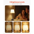 thumbnail image 2 of VEVOR Cordless Table Lamp, 2 Pack, 5200mAh Built-in Rechargeable Battery Desk Lamp, 3-Level Brightness, Fabric Shade, 2700-3000K Color Temperature, Table Light for Restaurant, Bedroom, Bars, Black, 2 of 9