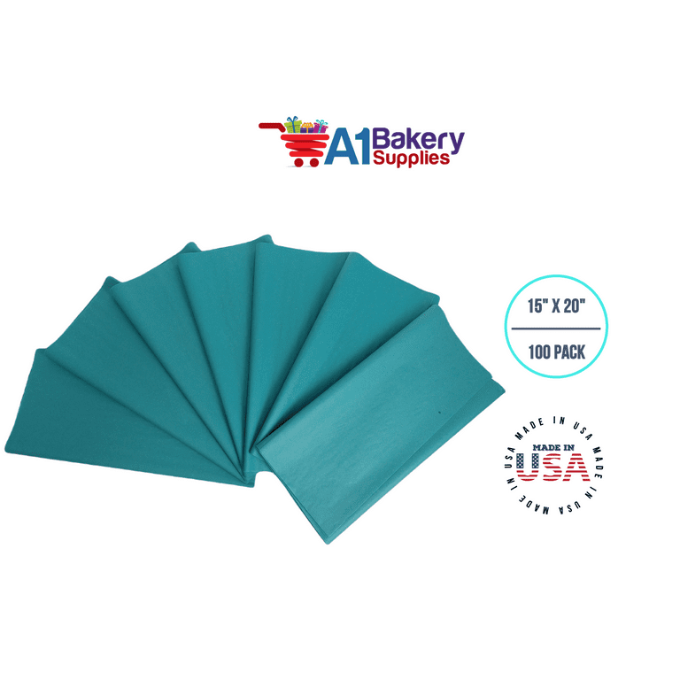Teal Tissue Paper Squares Bulk 100 Sheets, A1 Bakery Supplies