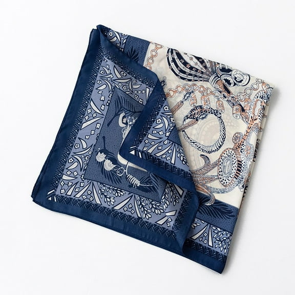 ERDOUY Fashion Small Neck Scarf Silk Feeling Head Scarves Satin Square Bandanas Mother Day Gift for Women 27.5*27.5inch （Blue）