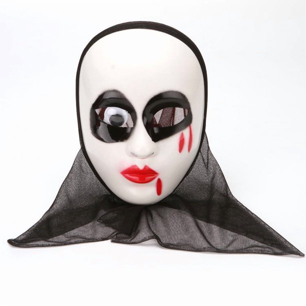 Máscara Horror Nun con ojos inyectados en sangre y dientes afilados de resina de PVC
