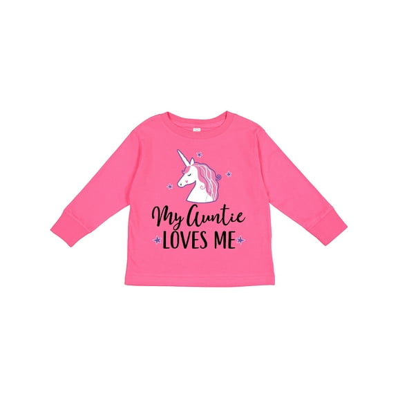 Inktastic My Auntie Loves Me Unicorn Girls Long Sleeve Toddler T-Shirt