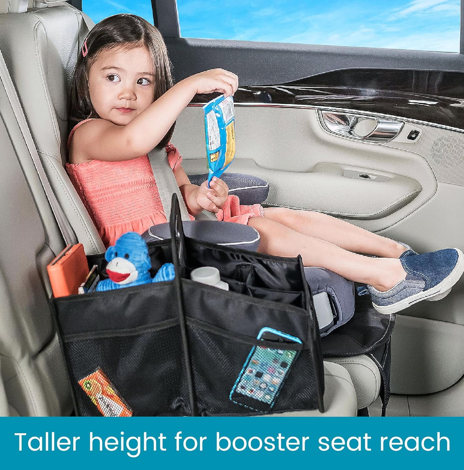 High Road Car Seat Organizer - Front Seat Organizer or Backseat Organizer With Cup Holder Dividers and Easy Carry Handle - Black