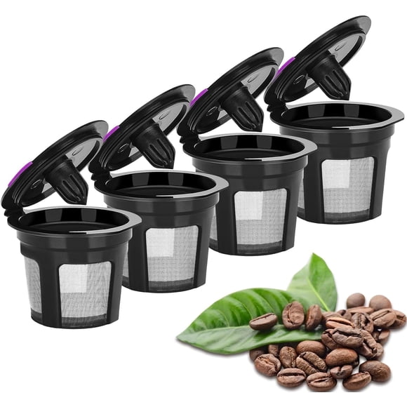 4 Paquets de Dosettes de Café Rechargeables, Filtres Kcup Universels, K Cups Réutilisables Écologiques et Faciles à Nettoyer pour Cafetières Keurig 2.0 et 1.0