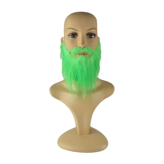 Accesorios de disfraz de bigote con barba de Patricks falsos, decoración para adultos, barba verde, barba de duende sintética para Pascua festiva estilo B Salvador Barba larga