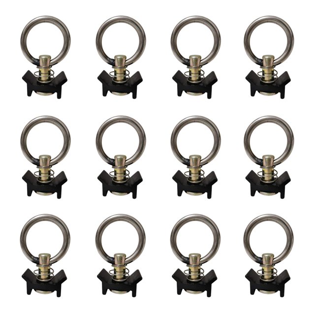 Paquete de 12 accesorios de perno único con riel en L negro con anillo redondo