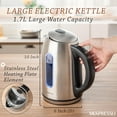 thumbnail image 3 of Mixpresso Stainless Steel Electric Kettle, Cordless 1.7L Electric Kettle Temperature Control,1500W Electric Tea Kettle with Viewing Window 2 Hr Keep Warm, Water Boiler with Auto-Off, Boil-Dry System, 3 of 6