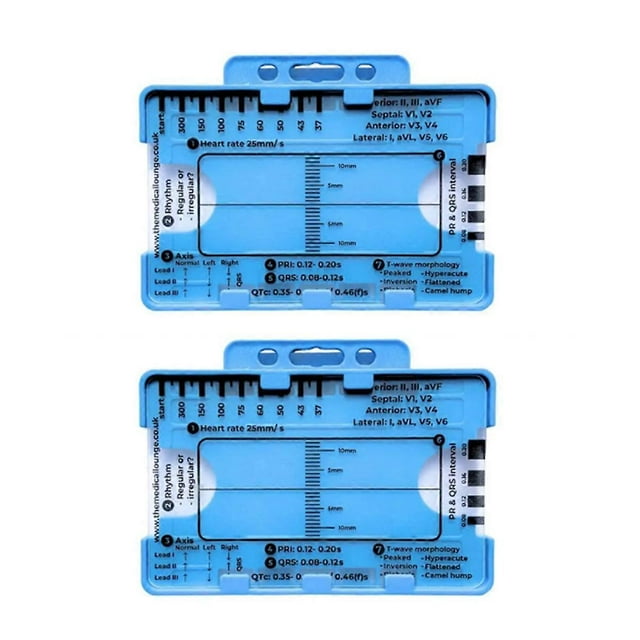 2PCS ECG 7 Step Ruler, ECG 7 Step Ruler for ECG/EKG Interpretation, ECG Ruler, Portable ECG Assessme