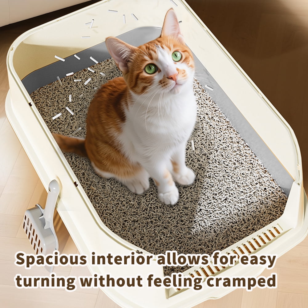 Fully Enclosed Cat Litter Box - Spacious Interior, Easy-Clean Removable Design (w/ Litter Scoop)
