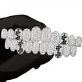 thumbnail image 4 of MesaSe A Set Of Fashionable Top And Bottom Teeth With Sparkling Cubic Zirconia Stones  Unique Hip Hop Design Teeth Grillz For Party Rapper Wear Copper Jewelry, 4 of 7