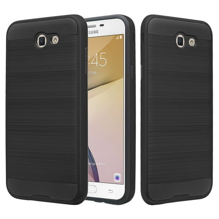 For Samsung Galaxy J7 Prime, J7 Perx, Galaxy Halo, J7 Sky Pro, J7 2017 Case, Slim [Impact Resistant] Hybrid Dual Layer Case Cover - Black