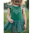 thumbnail image 4 of Oudiya Girls Ruffle Sleeve Shiny Ballet Leotard Tutu Dance Dresses for Ballerina Kids 3-11Y, 4 of 8