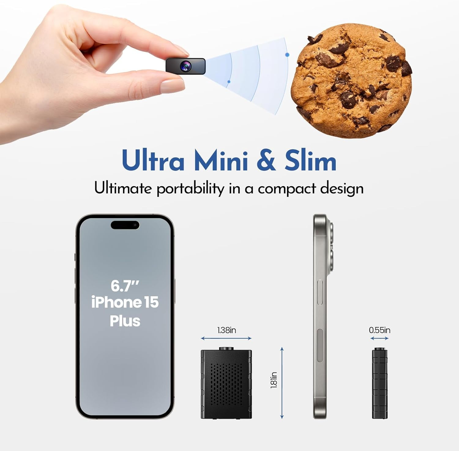 Mini Security Camera,4K HD Wireless Nanny Cam,Free Cloud&SD Storage,Miniature Pet Monitor with App,Motion Detection,Infrared Night Vision,Works with/Without WiFi for Baby/Pet/Nanny Monitoring Camera