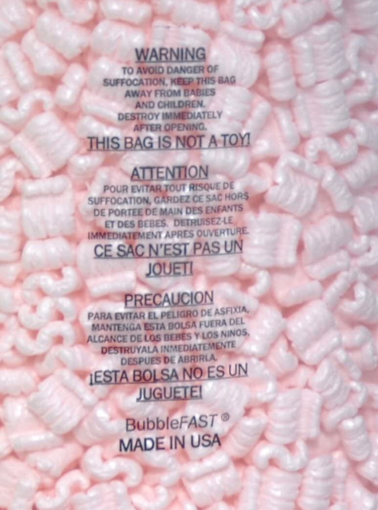 Bubblefast Brand 21 cu. ft. 135 gallons Pink Anti Static Packing Peanuts Popcorn made from 100% Recycled Material 3.5 cu. ft x 6 Bags