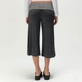 thumbnail image 4 of Cropped Pants Womens Casual Wide Leg Low Rise Fold Over Stretch Gaucho Pants for Summer Sweatpants Beach Holiday Streetwear Black M, 4 of 6