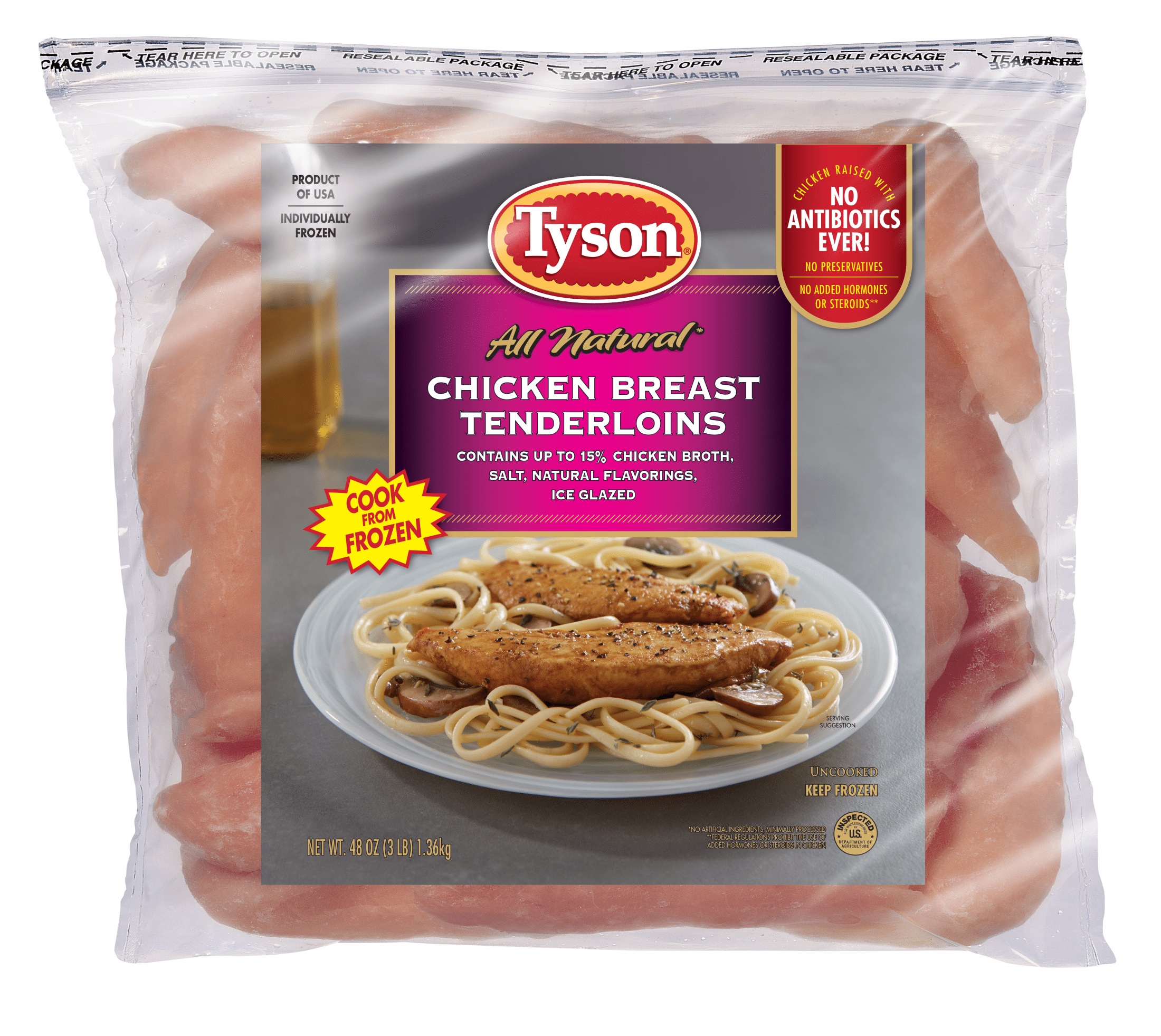 Tyson Boneless Skinless Chicken Breast Tenderloins 3 Lb Frozen Walmart Com Walmart Com