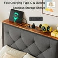 thumbnail image 4 of Honfach Twin Bed Frame with Storage Drawer, Linen Upholstered Headboard Platform Bed with Charging Station, No Box Spring Required, Quiet Operation, Easy Assembly, Gray, 4 of 9