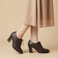thumbnail image 4 of SACFOF Women's Chunky High Heel Oxford Pump Lace Up Wingtip Perforated Platform Vintage Brogues Dress Shoes, 4 of 6