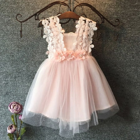 

New Arrivals Baby Girls Party Lace Tulle Flower Gown Fancy Dridesmaid Dress Sundress Hot Sales
