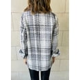 thumbnail image 6 of Asyoly Shacket Jacket For Women Plaid Long Sleeve Button Down Casual Shirt Jacket Boyfriend Style Oversized Coat Loose Outerwear With Pockets, 6 of 7
