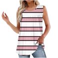 thumbnail image 2 of Fengqque Womens Tank Tops Summer Casual Sleeveless Tops Loose Striped Crewneck Pleated Shirt Basic Tees Pink XL(XL), 2 of 5