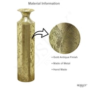 Hosley Decorative Floor Vase, Metal, Gold, 21.75-inch Tall Cylinder Vase for Pampas Grass, Artificial Flowers, Living Room and Entryway Decor