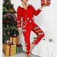 thumbnail image 4 of Defitshape Women's Christmas Onesies Pajama Set Bodysuit Cute Fuzzy Soft Long Sleeve One Piece Flannel Winter Zip Up Pj Set Red XX-Large, 4 of 4