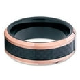 thumbnail image 3 of Silly Kings Jewelry Tungsten Wedding Band 8mm Tungsten Carbide Ring Carbon Fiber Inlay Beveled Edges Rose Gold Comfort, 3 of 3