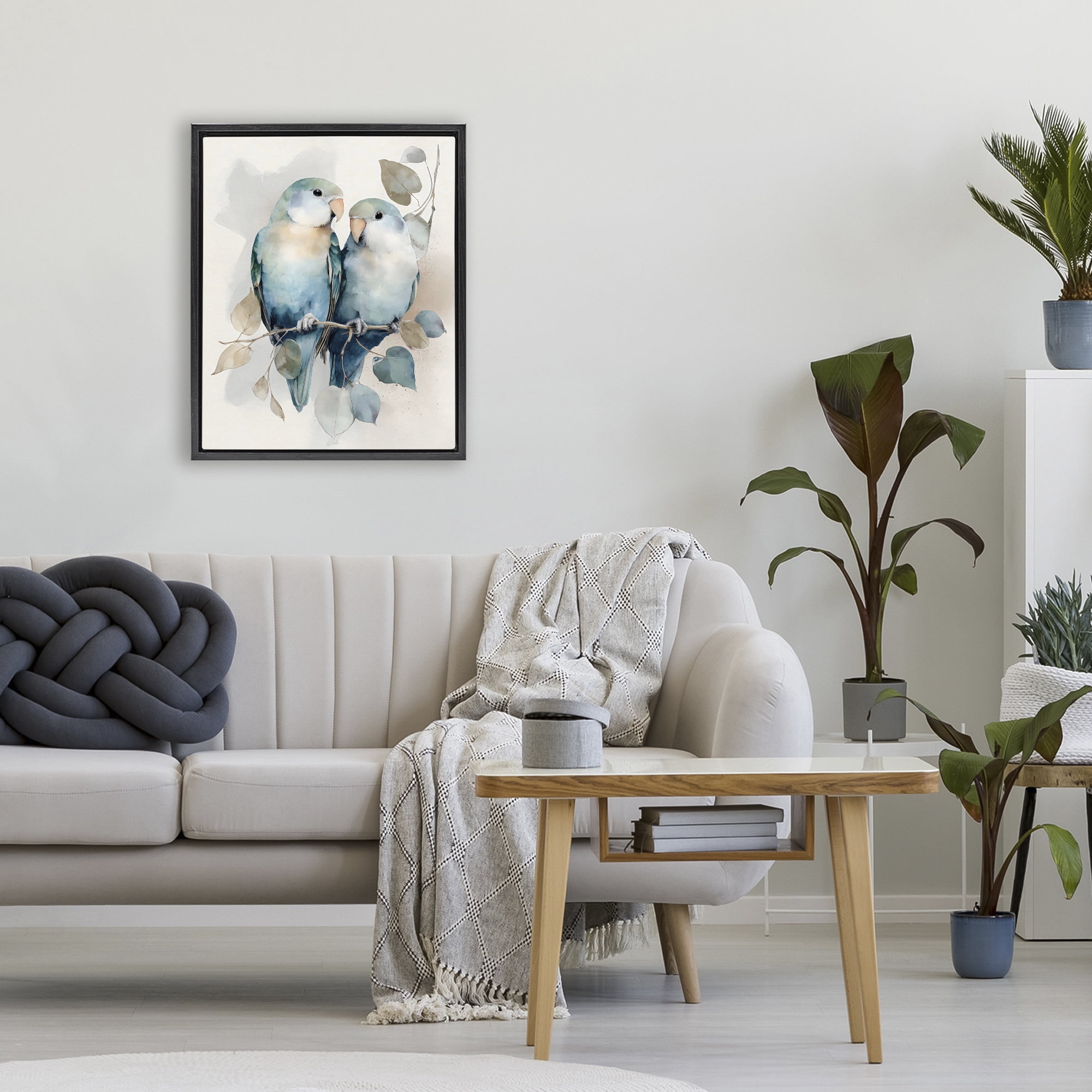 Stupell Industries Blue Bird Lovers Black Framed Floater Canvas Wall Art, design by Franklyn Gregory