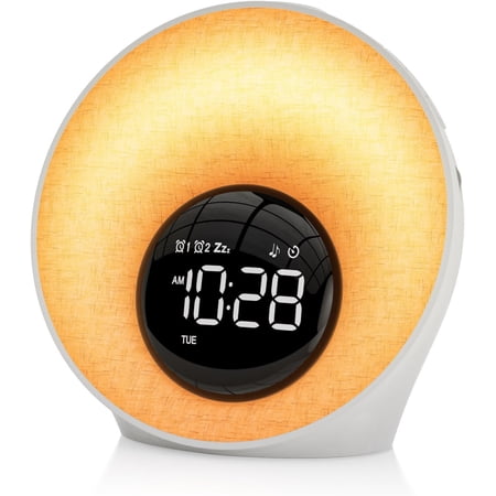 Sunrise Alarm Clock with Wake Up Light, White Noise Machine with 30 Soothing Sounds, 8 Color Dimmable Night Light, Dual Alarms for Heavy Sleepers/Adults/