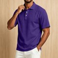 thumbnail image 6 of OIOLOYJM Polo Shirts for Men Raglan Short Sleeve Relaxed Fit Casual Quick Dry Cotton Linen Golf Shirts Lightweight Lounge Gym Collared Shirts Dark Purple XL, 6 of 7