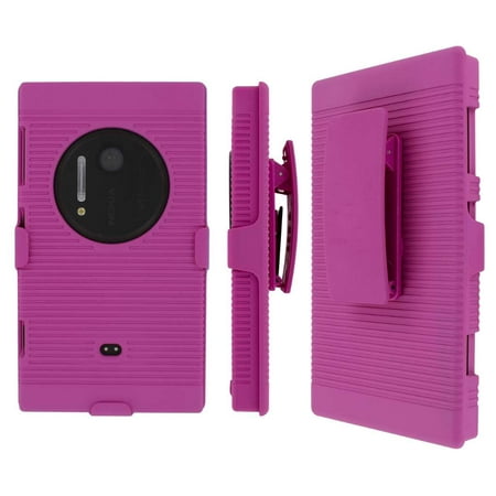 Nokia Lumia 1020 Belt Clip Case, MPERO Collection 3 in 1 Tough Hot Pink Kickstand Case for Nokia Lumia (Nokia Lumia 1020 Best Price)