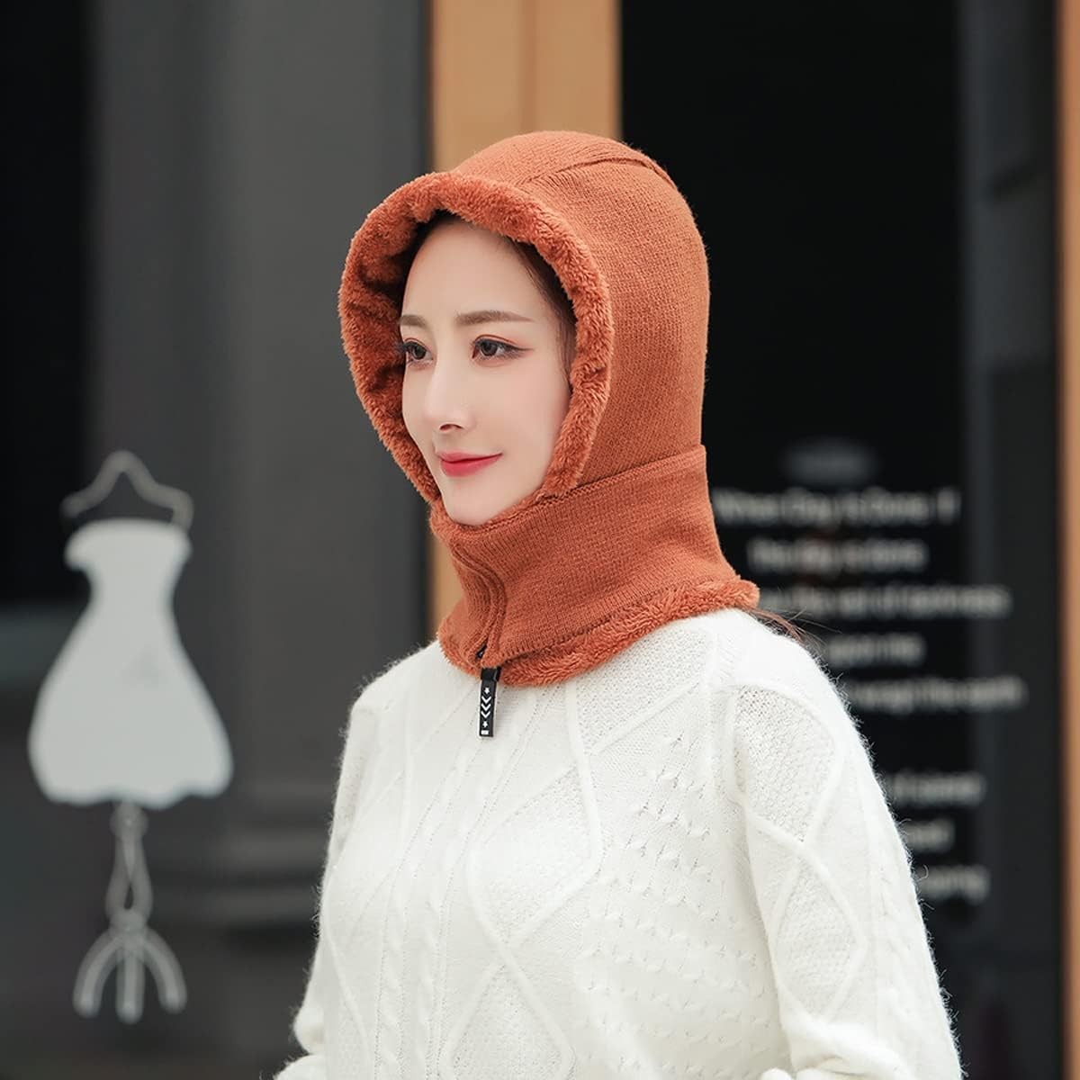 YooGuoGuo Women Balaclava Visor One-Piece Skull Beanie Hat Neck Circle Scarf Ski Snow Winter Knit Fleece Cap Cold Weather