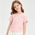 thumbnail image 2 of KyCheLot T-Shirts à Col Rond pour Filles T-Shirts d'Été de Couleur Unie à Manches Courtes T-Shirts Confortables Mignons avec Nœud, 2 of 7