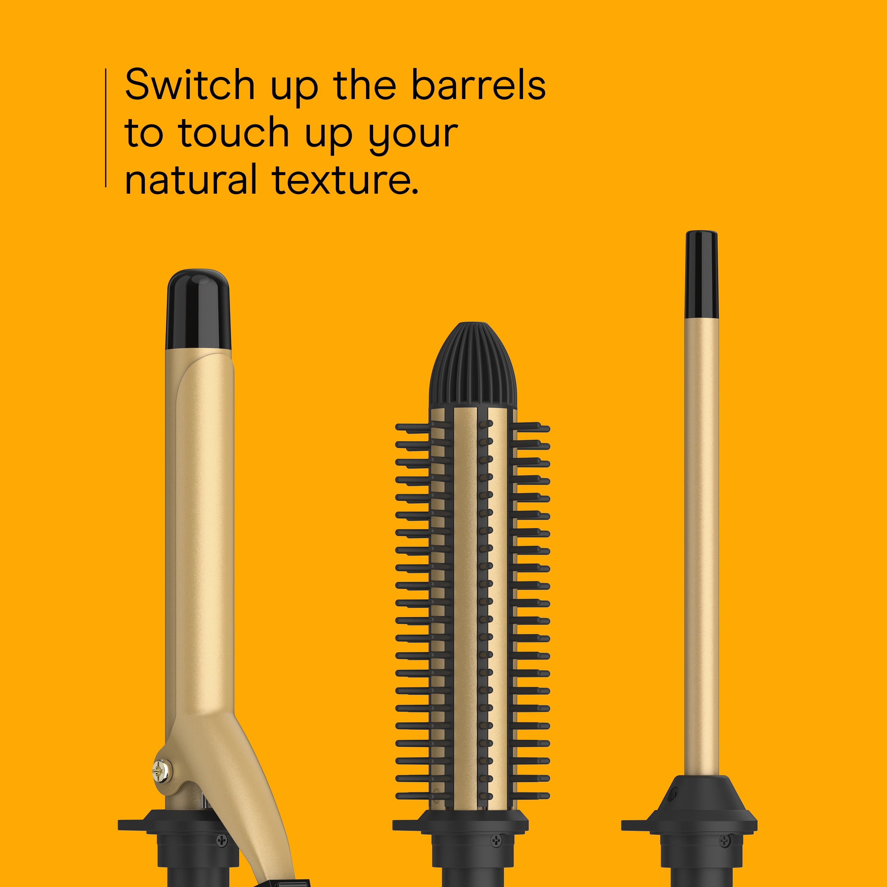 Conair Instant Heat Multi-Attachment Styler, 3 Barrels for Textured Hair, 25 Heat Settings