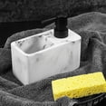 thumbnail image 4 of Dispensador de jabón para platos de resina blanca con patrón de mármol con soporte de esponja para fregadero de cocina, organizador de encimera para fregadero de cocina y baño, 4 of 5
